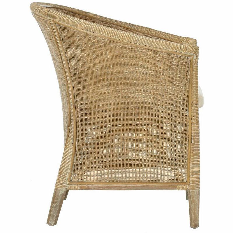 Alexana Rattan Armchair - White Wash/White Cushion - Safavieh