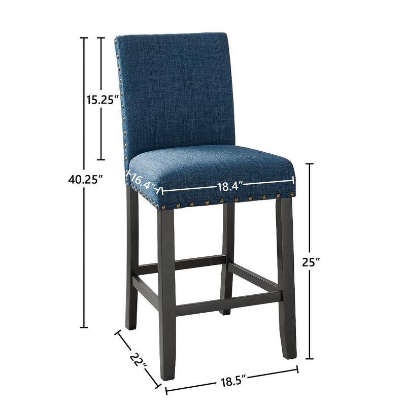 New Classic Furniture,Furniture Crispin 25" Fabric Counter Chairs In Blue (Set Of 2)