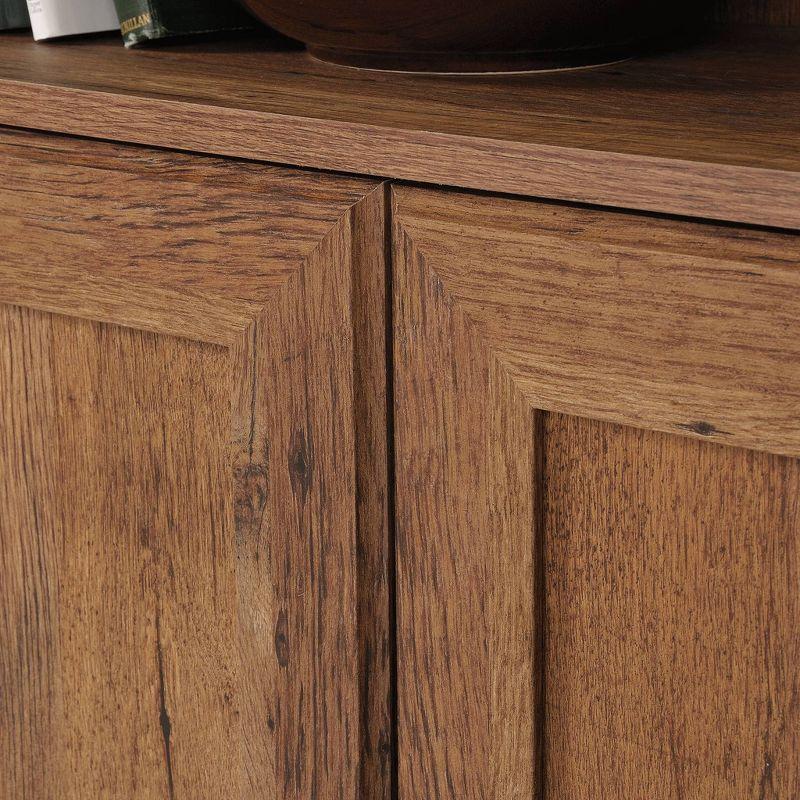 70" 5 Shelf Bookcase with Doors Vintage Brown - Sauder: Hidden Storage, Library Style