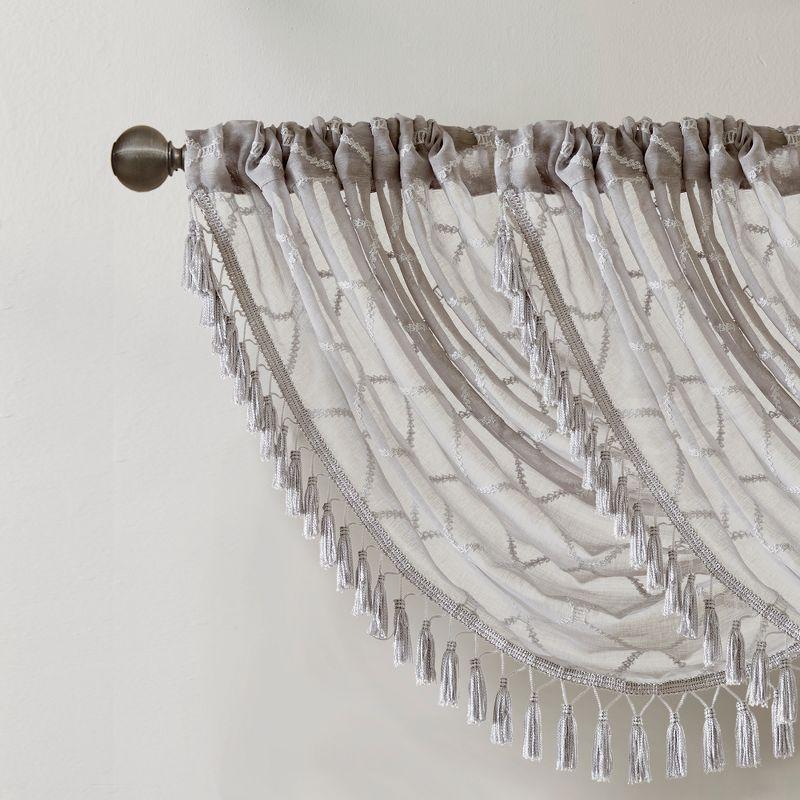 Madison Park Irina Diamond Sheer Embroidered Single Waterfall Valance