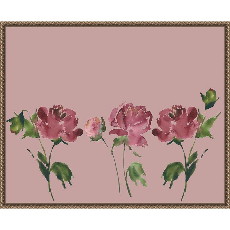 Mauve Peonies Beaded Framed Canvas Wall Art