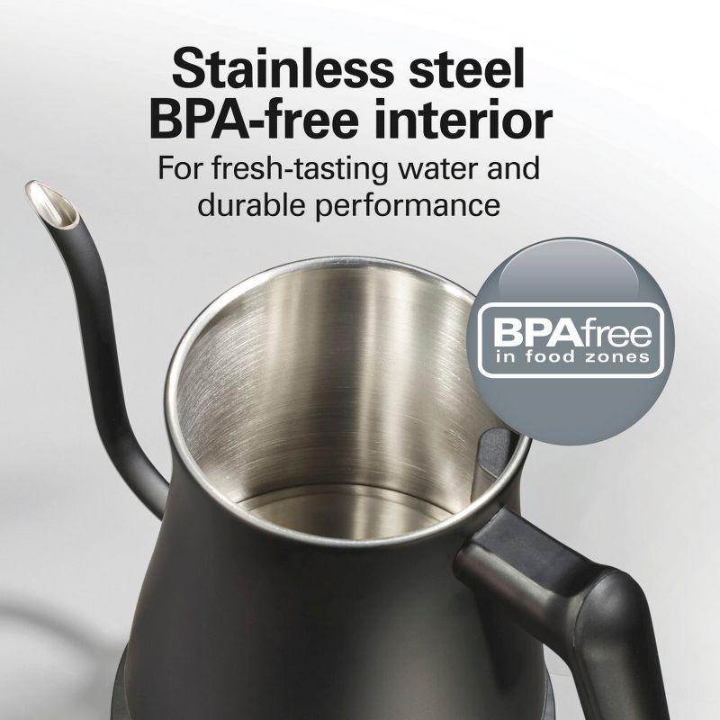 Hamilton Beach .6 Liter Gooseneck Kettle Black 41045: Electric Water Kettle, Stainless Steel, 1200W, Hand Wash