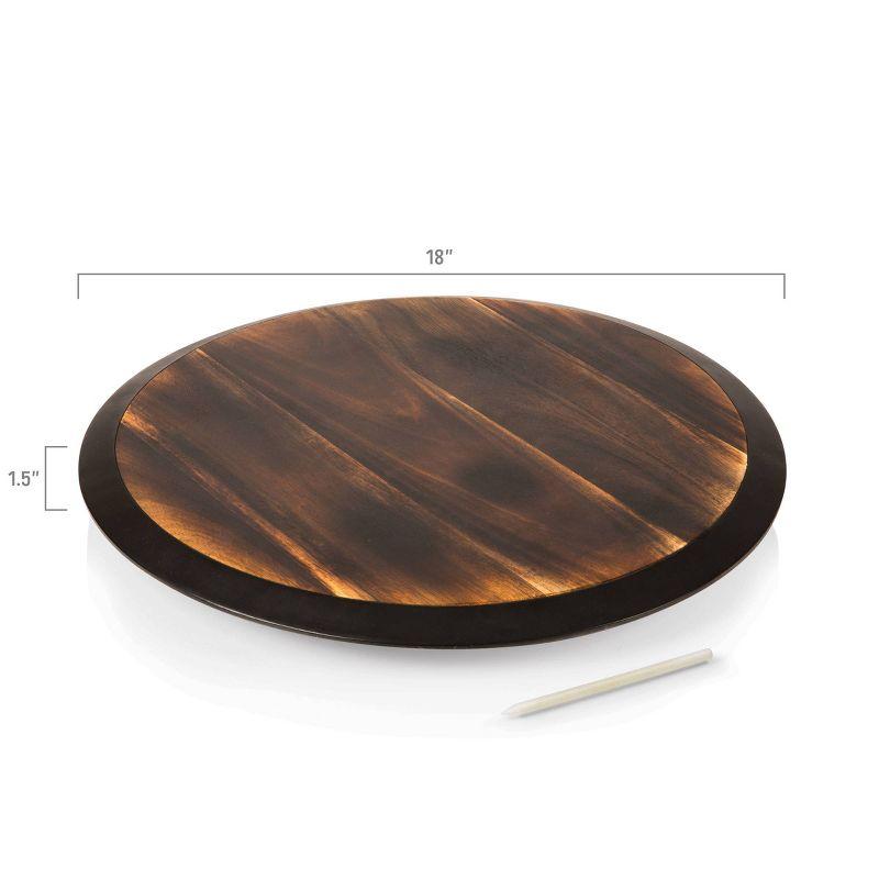 Picnic Time Lazy Susan Fire Acacia Wood Serving Tray