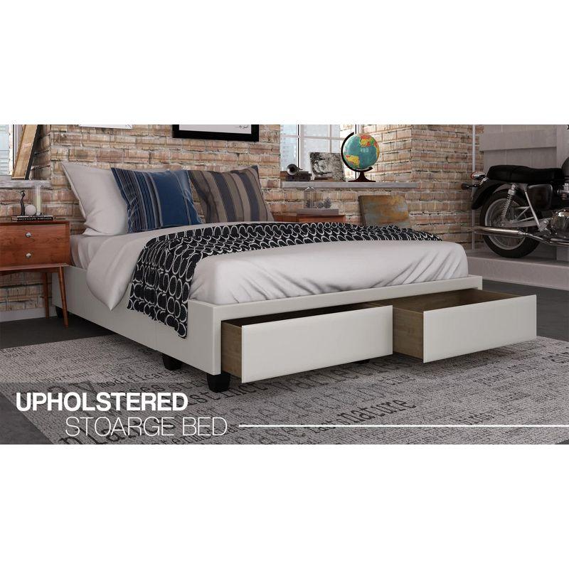 Queen Preston Faux Leather Upholstered Platform Bed Frame with Storage Drawers - Eco Dream: Durable, No Box Spring Needed