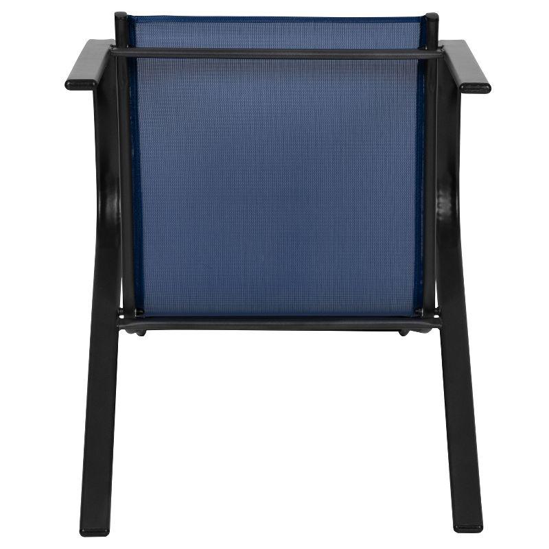 Flash Furniture 4 Pack Brazos Series Navy Outdoor Stack Chair with Flex Comfort Material and Metal Frame