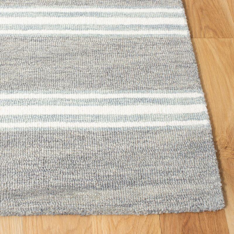 Elegant Gray Hand-Tufted Wool 6' Square Area Rug