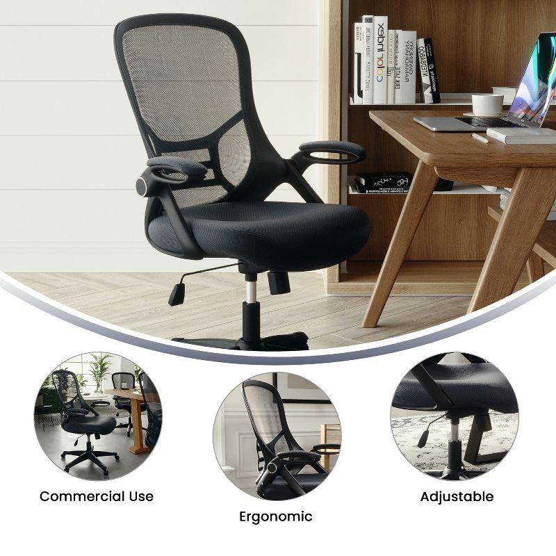 Flash Furniture Porter High Back Dark Gray Mesh Ergonomic Swivel Office Chair with Black Frame and Flip-up Arms