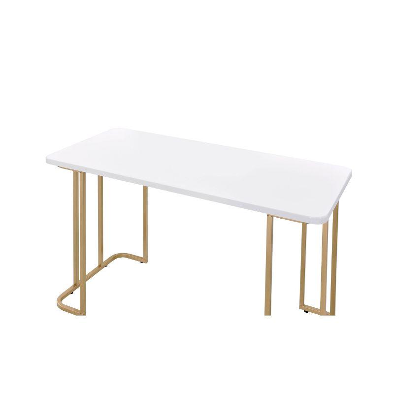 Acme Furniture Estie Writing Desk White/Gold: Chic Home Office, Teen & Kids Study Table, No Storage