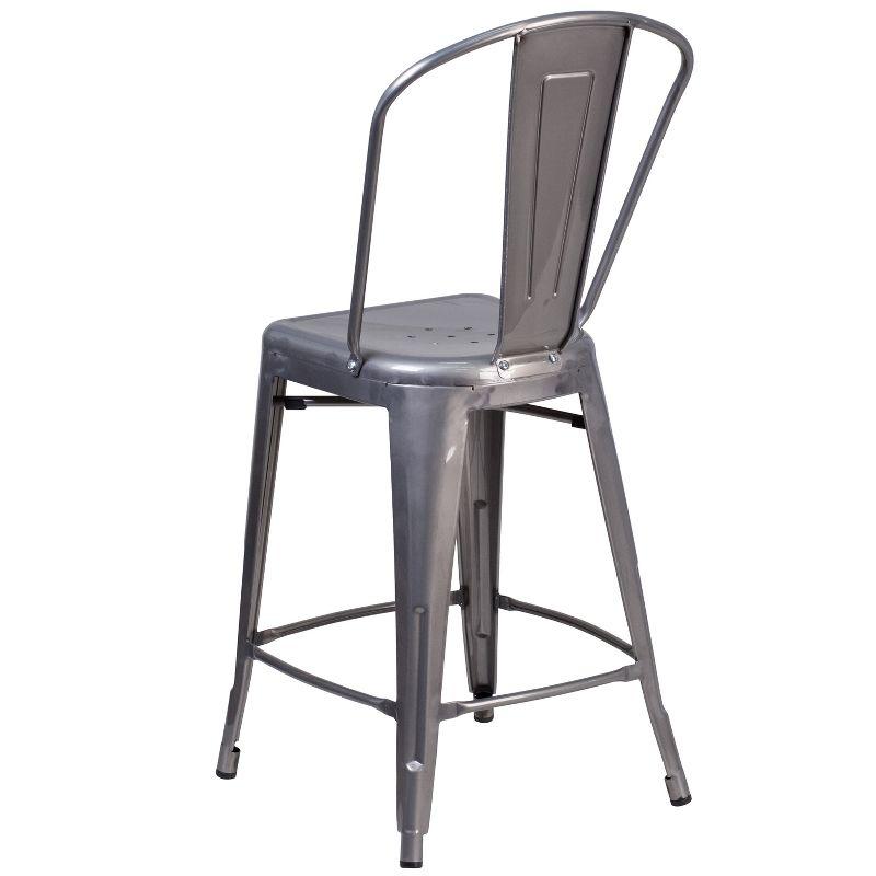 Merrick Lane 24" Modern Counter Height Stool with Powder Coated Metal Frame in Clear Coated Finish for Indoor Use