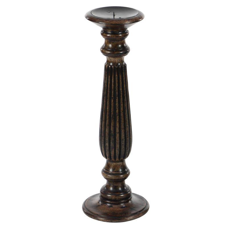 Radiant Elegance Mango Wood Candle Holder Trio - Dark Brown