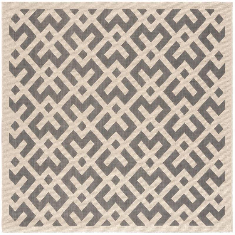 Courtyard CY6915 Power Loomed Indoor and Outdoor Area Rug - Grey/Bone - 5'3"x5'3" - Safavieh