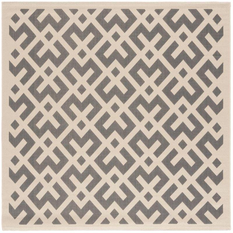 Metro-Modern Grey & Bone Square Synthetic Indoor/Outdoor Rug 5'3"