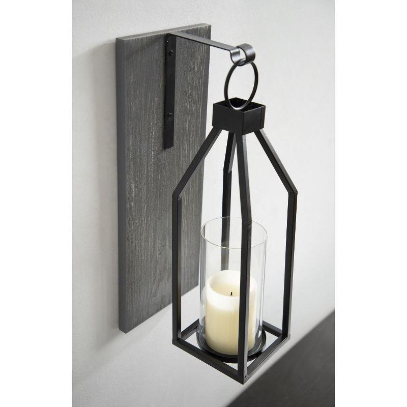 Kate and Laurel Oakly Rectangle Wood Wall Sconce, 7x18, Gray
