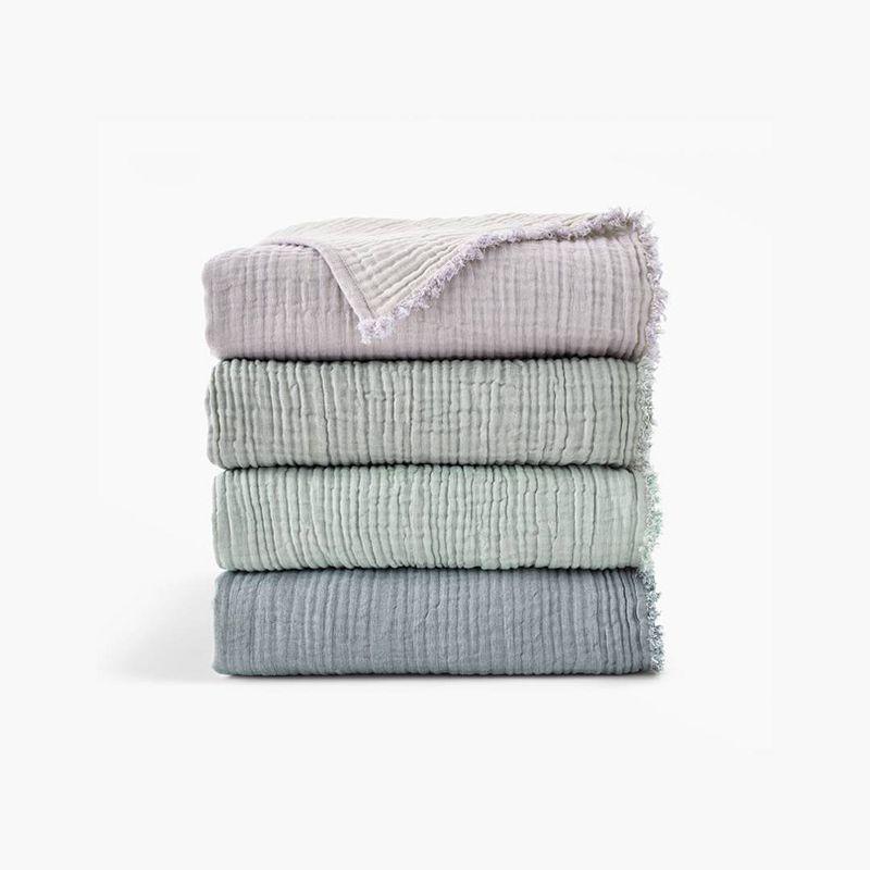 50"x60" Two Toned Organic Throw Blanket Beige - Truly Soft: Non-Woven, All Ages, Machine Washable