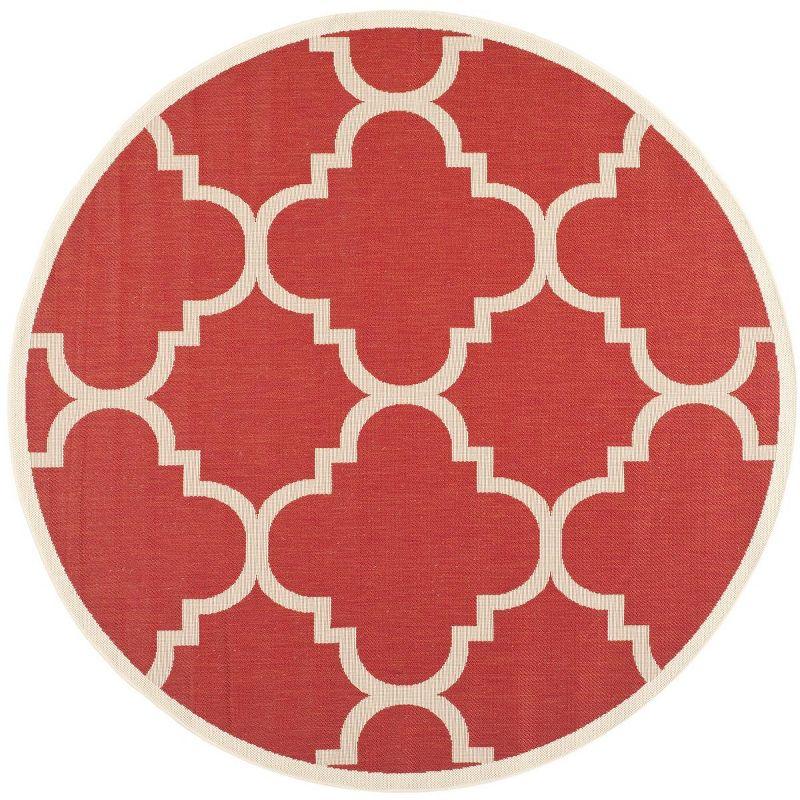 Courtyard CY6243 Power Loomed Indoor and Outdoor Area Rug - Red - 5'3" Round - Safavieh