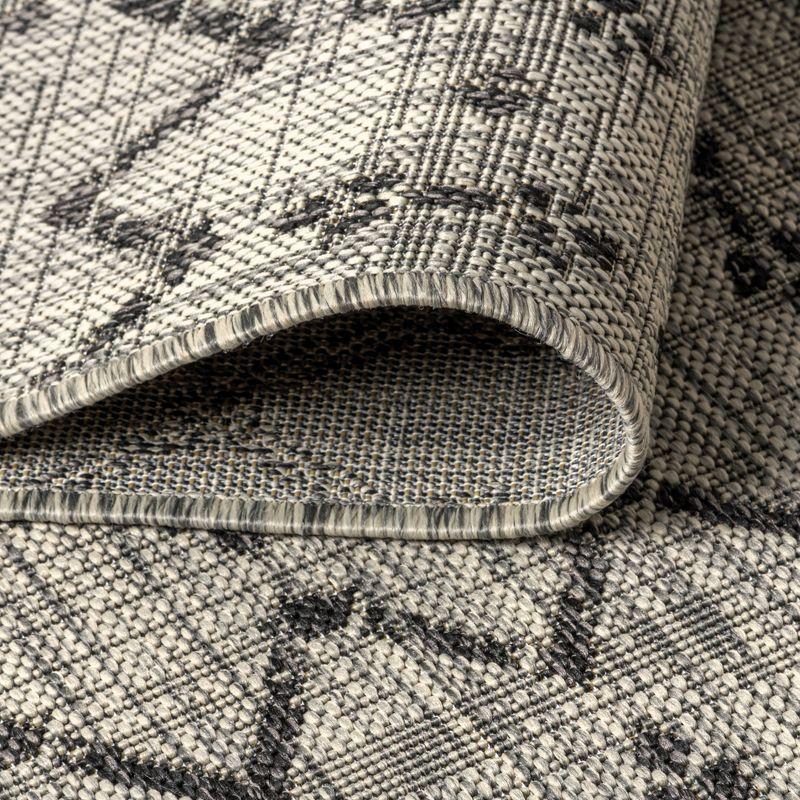 5'x8' Ourika Moroccan Geometric Textured Weave Indoor/Outdoor Area Rug, Light Gray/Black - JONATHAN Y