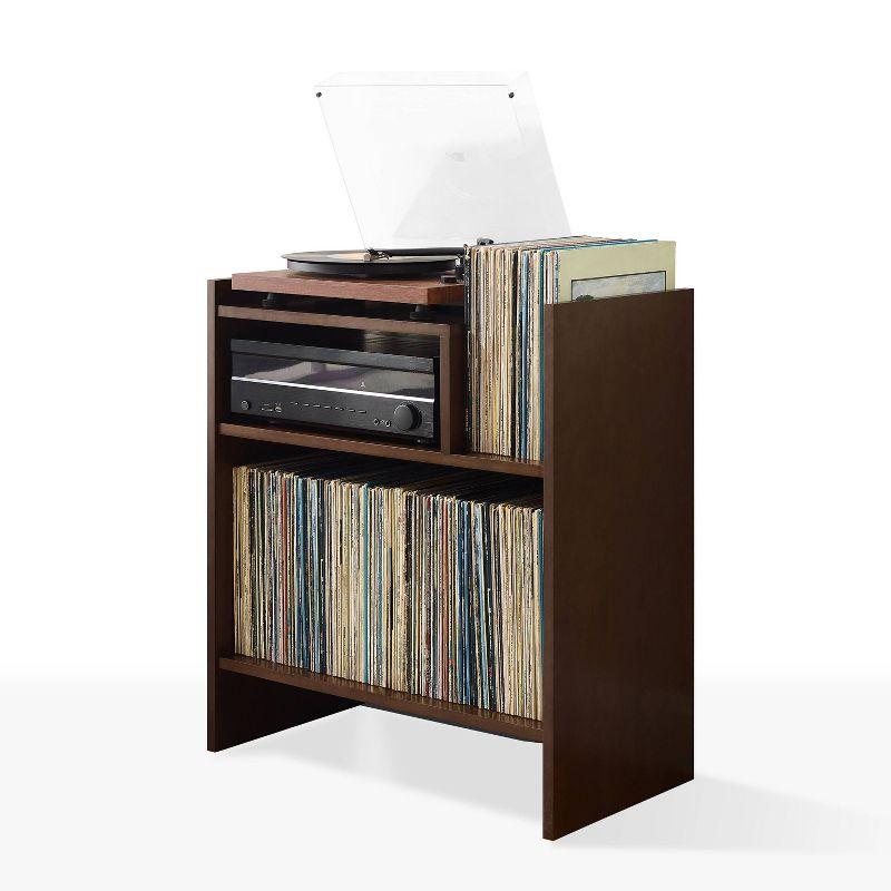 Portland Dark Brown MDF Turntable Stand with Cabinet