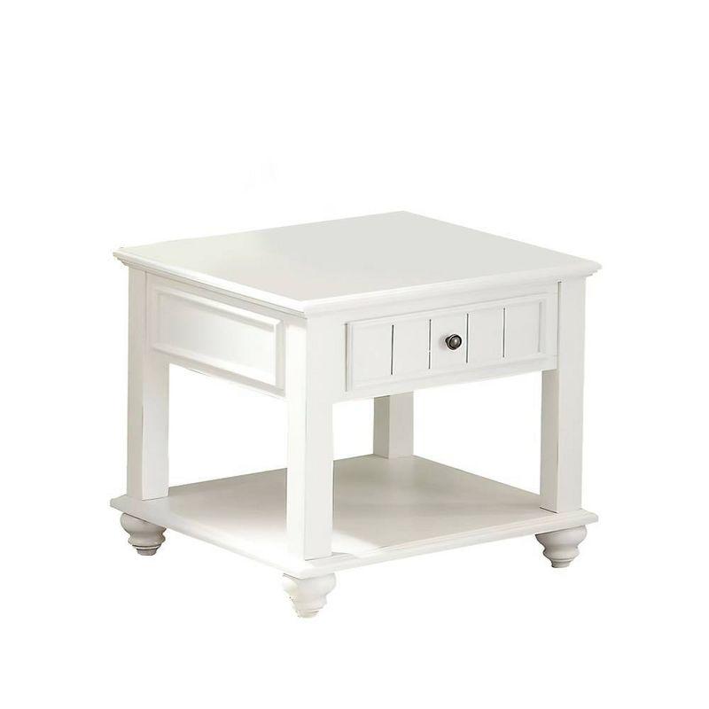 24" Natesa Accent Table White Washed - Acme Furniture: French Country Style, 24-Inch Side Table with Storage Drawer