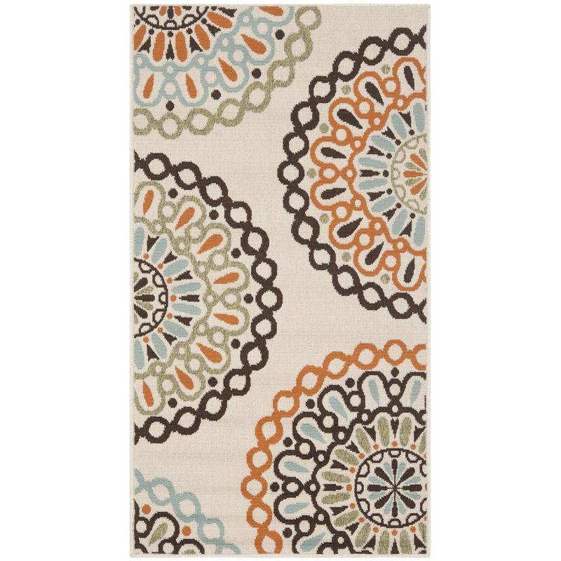 Veranda VER092 Power Loomed Indoor/Outdoor Accent Rug - Cream/Terracotta - 2'7"x5' - Safavieh