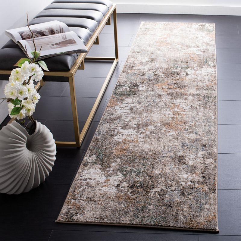 Modern Gray Synthetic 26'' Hand-Knotted Easy Care Area Rug