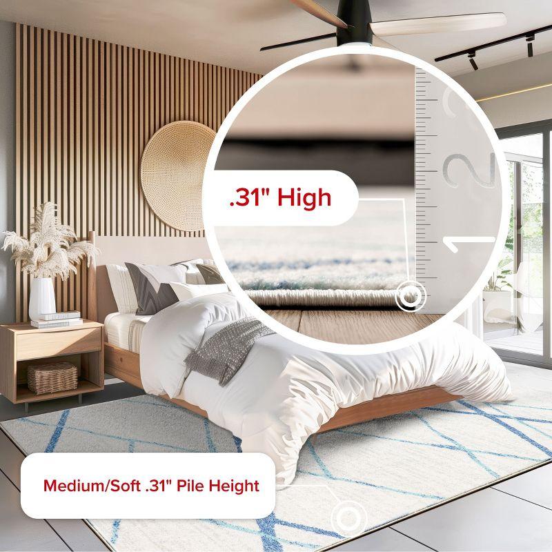 Nuloom 5x8 Thigpen Contemporary Indoor Area Rug, Light Blue, Abstract Lines, Non-Slip Backing, Stain Resistant, BedroomLiving Room, Kitchen,