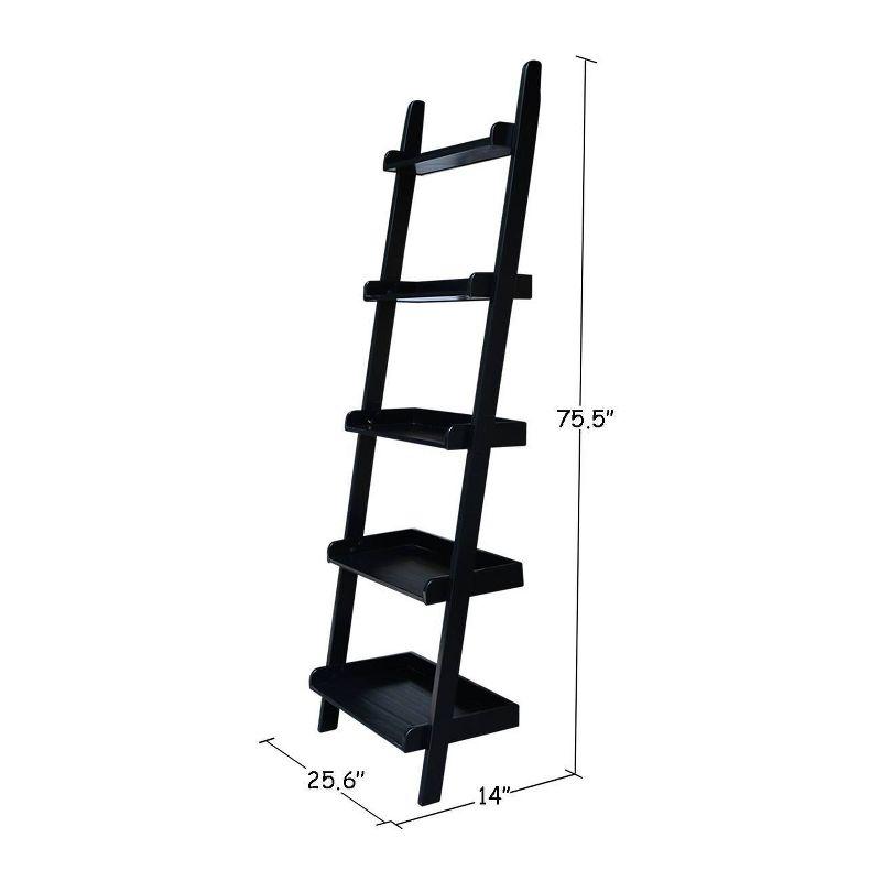 75.5" 5 Tier Solid Wood Leaning Bookshelf - International Concepts