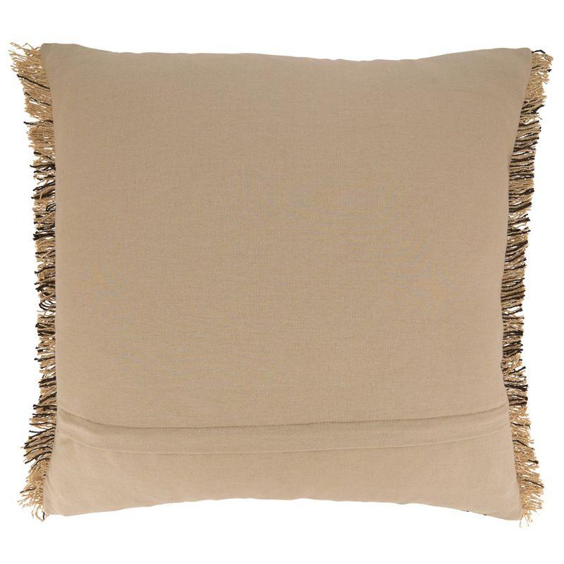 Chevron Kantha Stitch 27" Square Cotton Throw Pillow in Natural