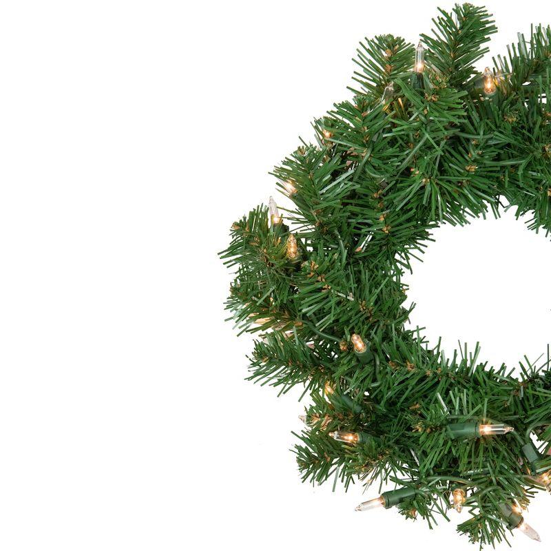 Deluxe Dorchester Pine Artificial Christmas Wreath with Clear Lights, 12-Inch