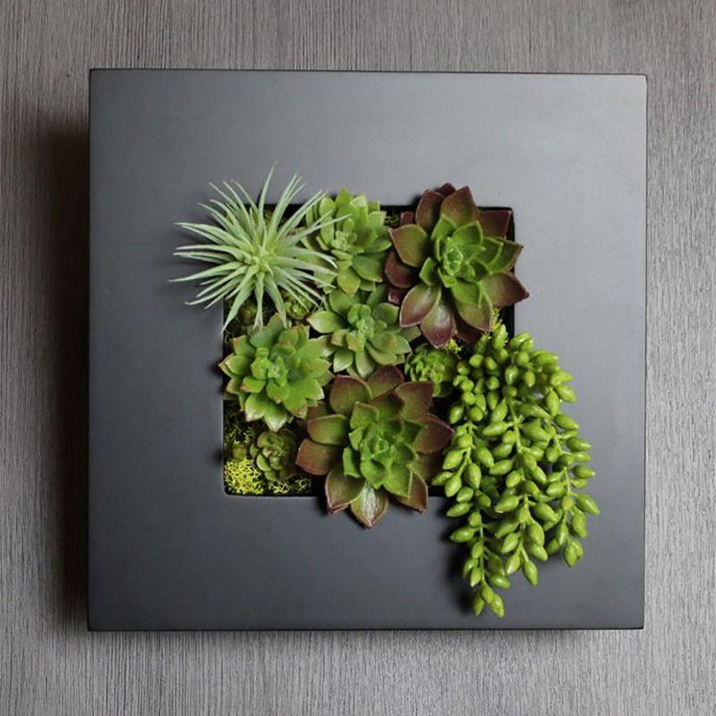 Modern Home Living Wall Galvanized Steel/Zinc Succulent Planter (Black Zinc, 4 Pocket)