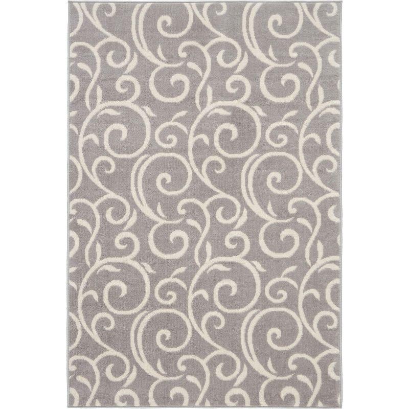 Nourison Grafix 3'9" x 5'9" (4' x 6') Grey Area Rug Bohemian Contemporary Botanical by Nourison