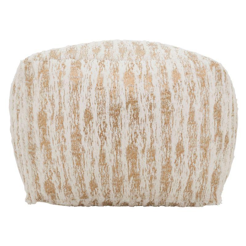 Saro Lifestyle Floor Pouf With Foil Print Faux Fur Design