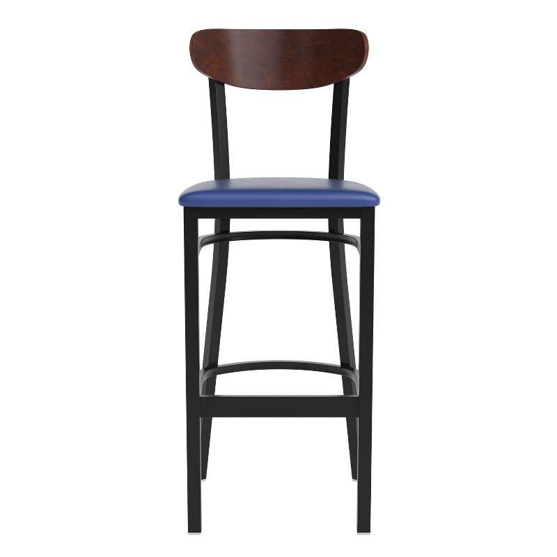 Flash Furniture Wright Commercial Grade Barstool with 500 LB. Capacity Steel Frame, Solid Wood Seat, and Boomerang Back