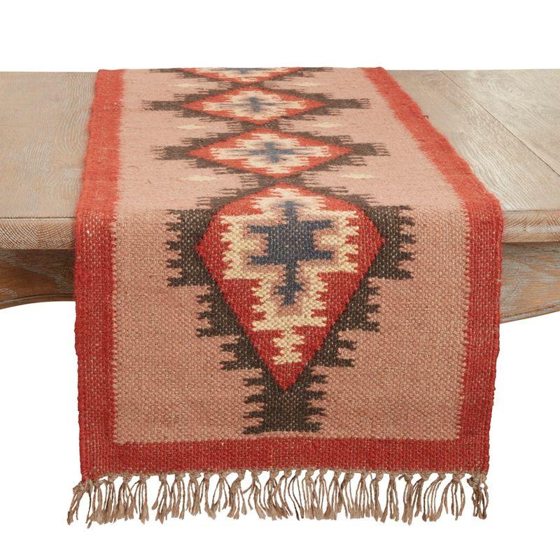 Saro Lifestyle Ethnic Weave Kilim Table Runner, 16"x72", Multicolored