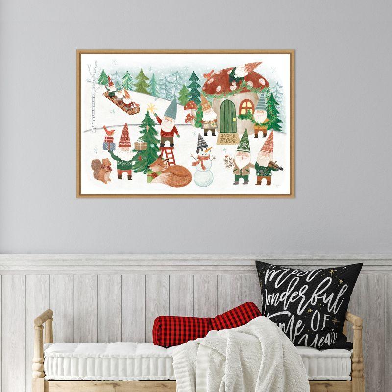 Amanti Art Woodland Gnomes V by Mary Urban Canvas Wall Art Print Framed 33 x 23-in.