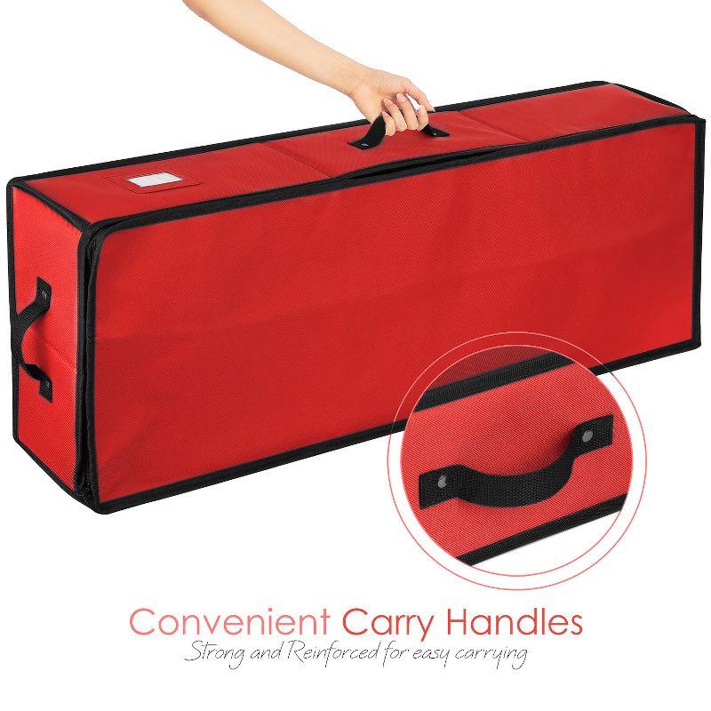 Hearth & Harbor Wrapping Paper Storage Container - Christmas Storage Bag with Interior Pockets - Fits Up to 22 Rolls of 40" - Red