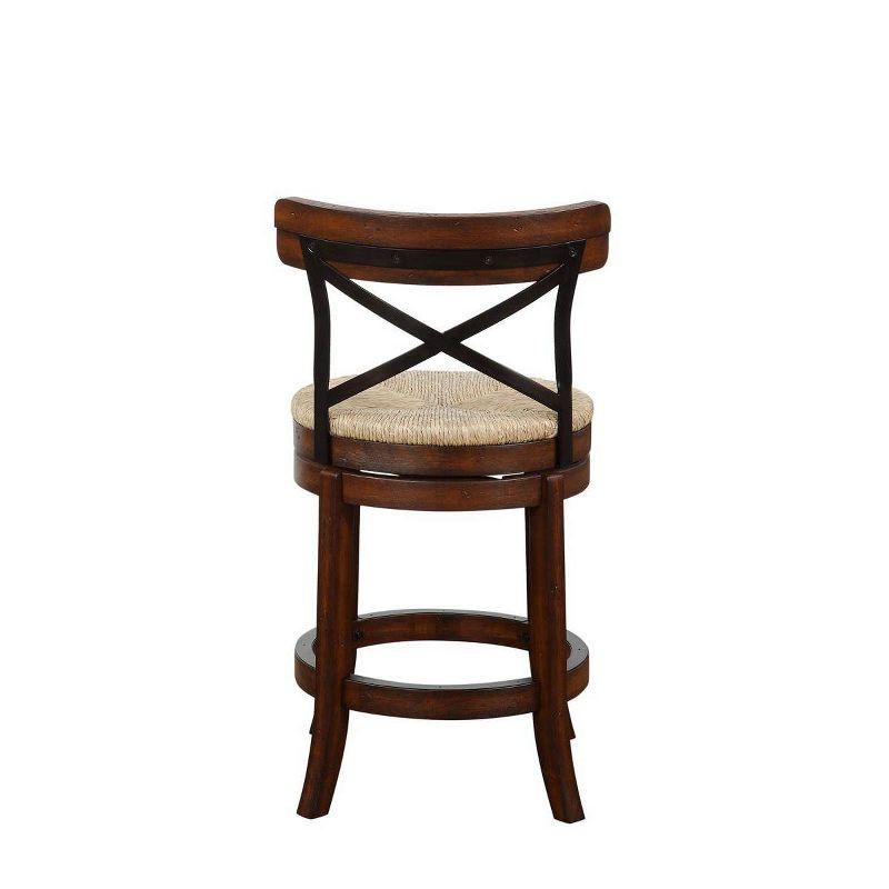 Myrtle 24" Mahogany Swivel Counter Stool with Sedge Weave Seat