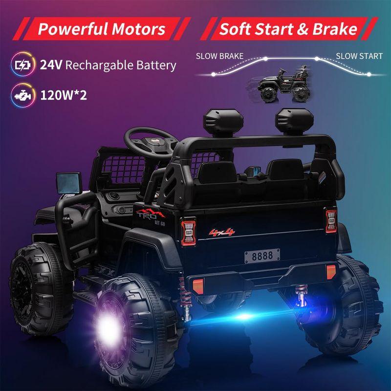 24V 2 Seaters Kids Ride On Car With Remote Control, 2*120W Motors 9ah Battery 20" Extra Large Seats,LED Headlights