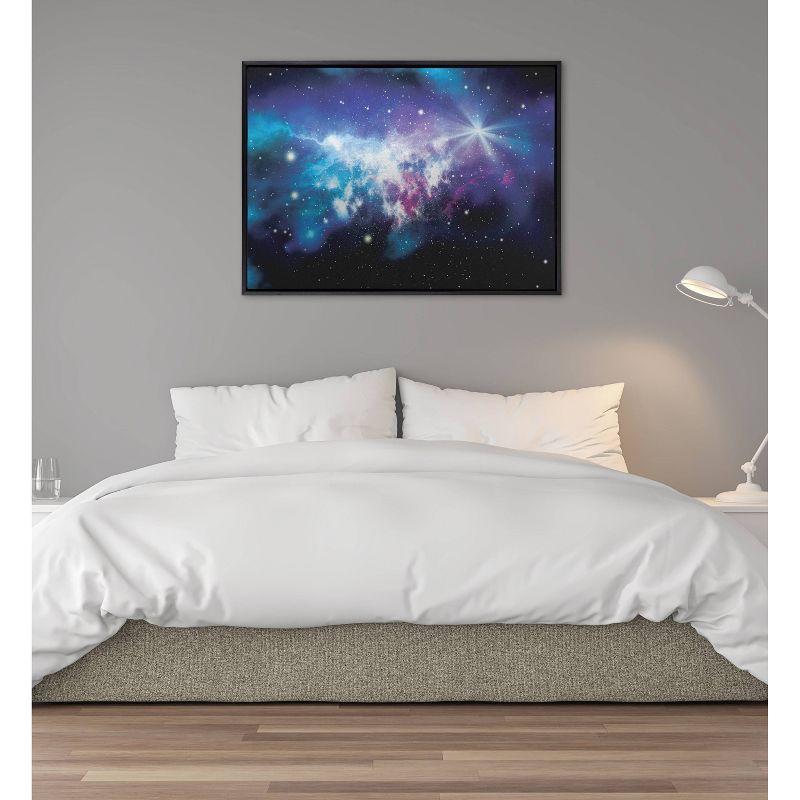 Kate & Laurel All Things Decor 28"x38" Sylvie Space Galaxy Landscape Framed Metallic Canvas Wall Art Black Milky Way Galaxy