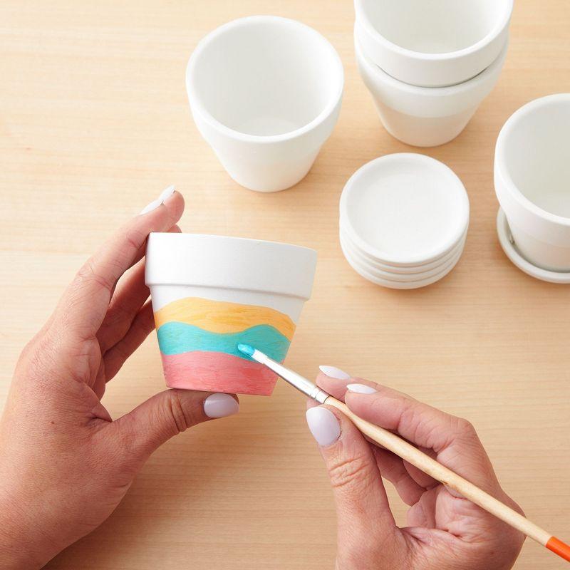 Juvale 12 Pack White Clay Mini Terracotta Pots with Saucers and Drainage Hole, Paintable Pottery for Succulents, Crafts, and Wedding Decor, 3 Inch