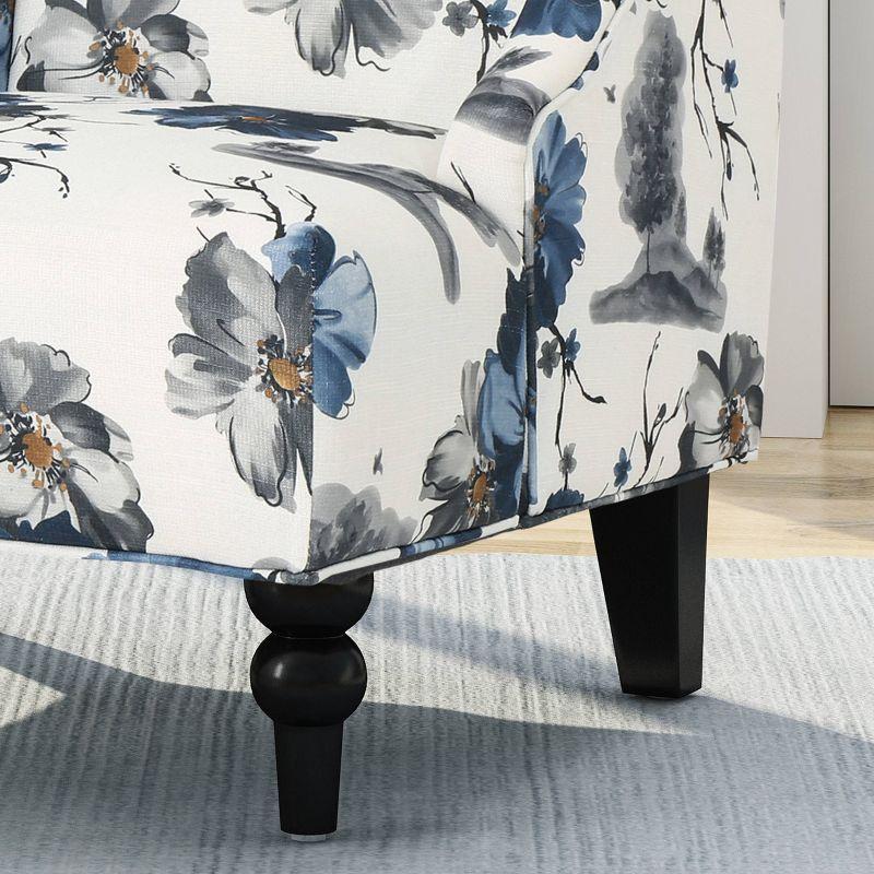 Toddman High-Back Club Chair Floral Print Blue - Christopher Knight Home: Upholstered, Birch Wood Legs