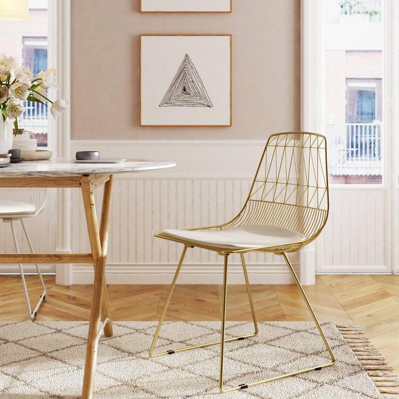 Adore Decor Vivi Boho Modern Eclectic Cafe Wire Metal Chair for Kitchen or Dining Room