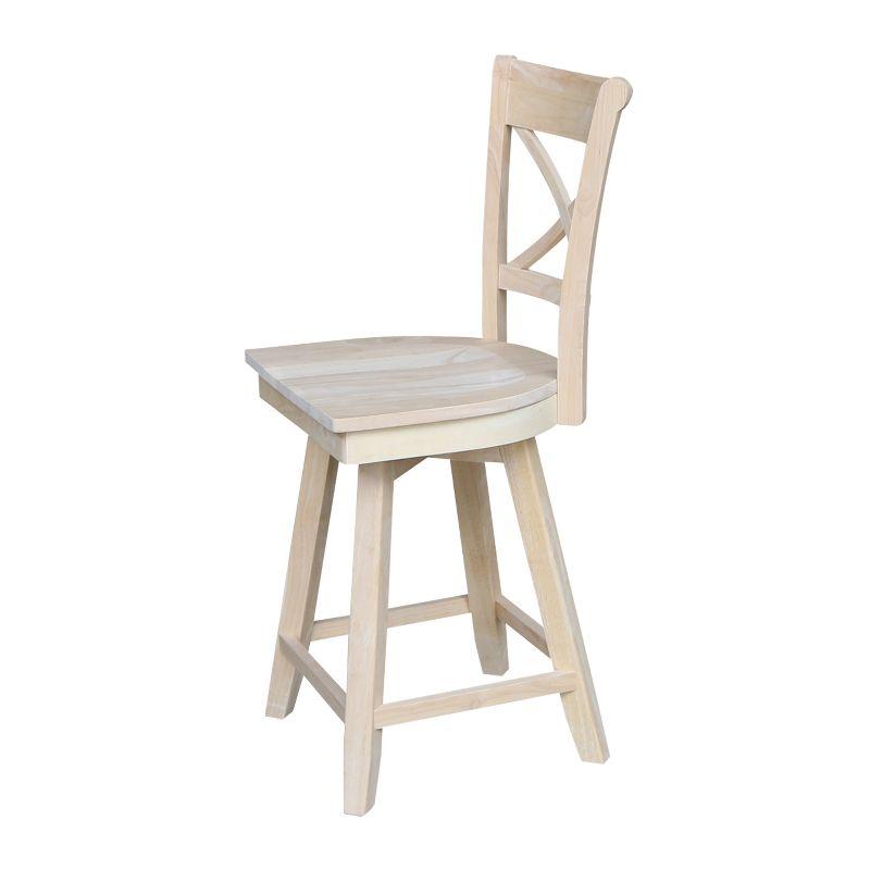 Charlotte Counter Height Barstool with Swivel and Auto Return Unfinished - International Concepts: Wood Frame, X-Back Design, Spot Clean