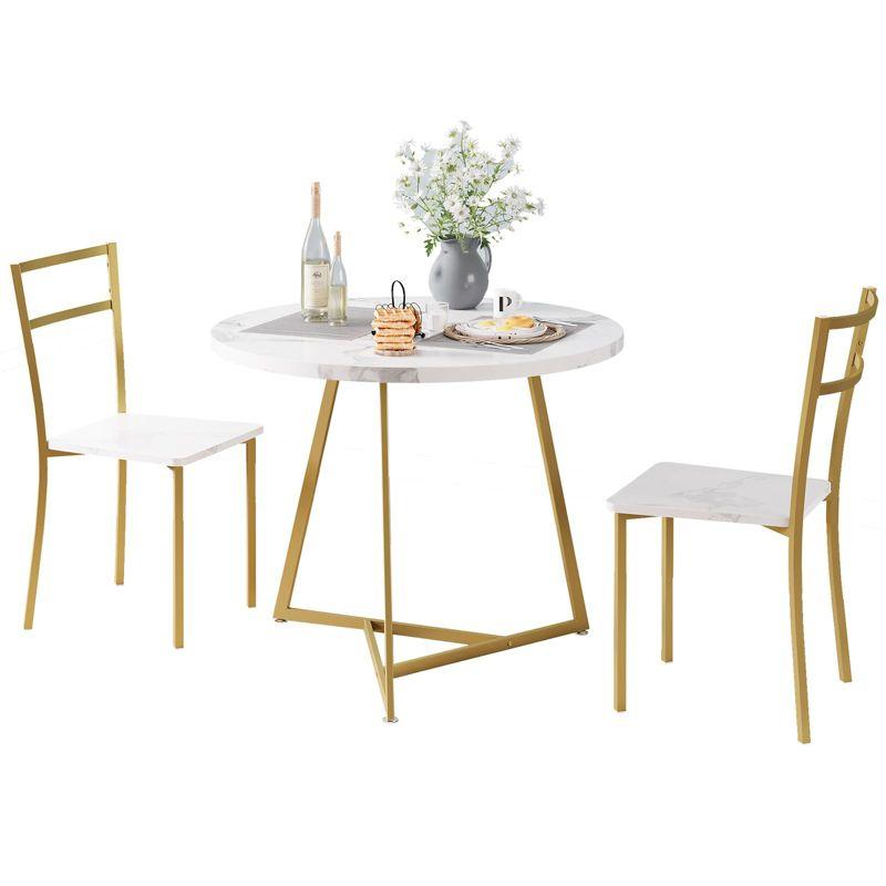Dining Table Set for 2, Kitchen Table & Chair Sets for 2, Round Kitchen Table for Small Space, Apartment, Breakfast Nook