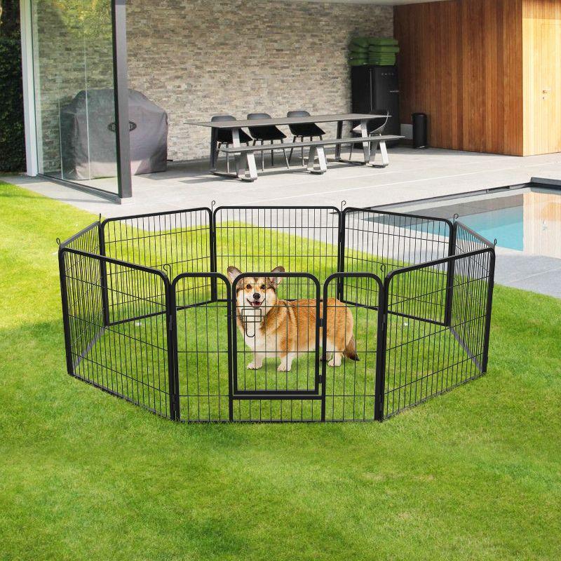 FDW Dog Playpen Pet Dog Fence 2-32 Panels  24/32/40"H Metal Dog Pen Outdoor Exercise Pen with Doors for Large/Medium /Small Dogs for RV,Camping,Yard