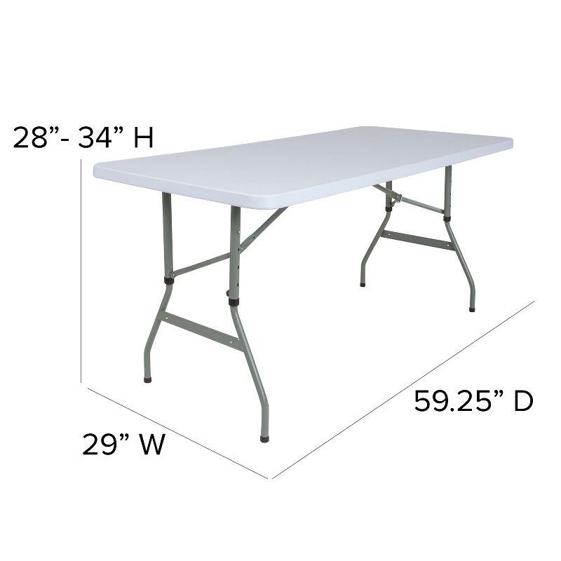 Flash Furniture 4.93-Foot Height Adjustable Granite White Plastic Folding Table