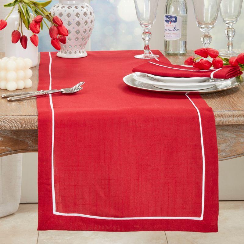 Red Polyester Winter Table Runner with White Border, 70x16 in