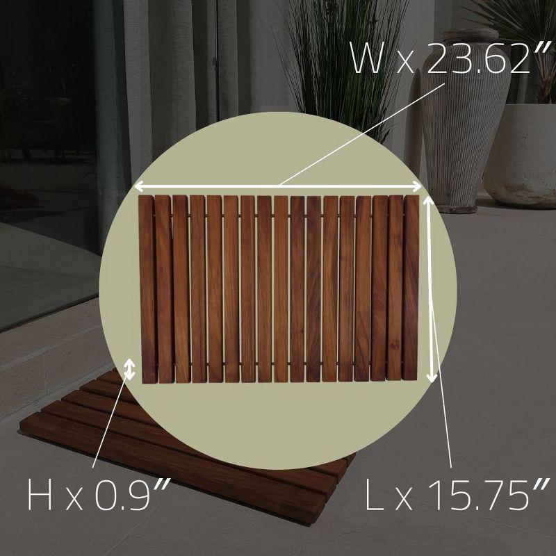 Nordic Teak 23.62" x 15.75" Shower and Bath String Mat with Rubber Feet