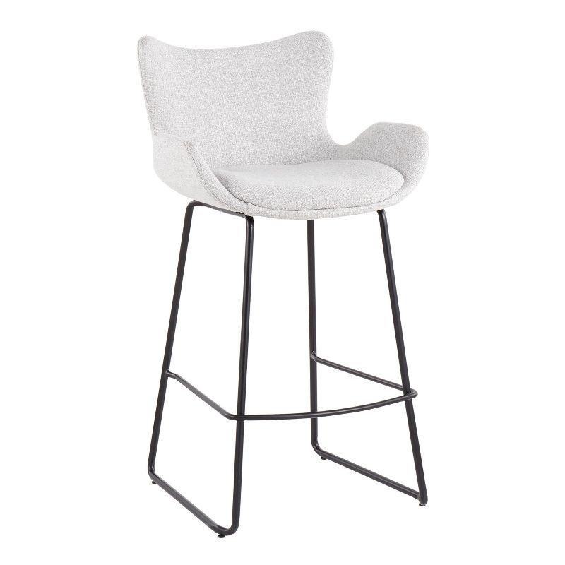 Set of 2 Tara Modern Black Metal Counter Stools with Light Gray Upholstery