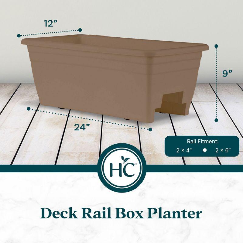 HC Companies SPX24DB0E2112-Inch Outdoor Durable Plastic Deck Planter Box for Flowers, Vegetables, and Succulents, Chocolate