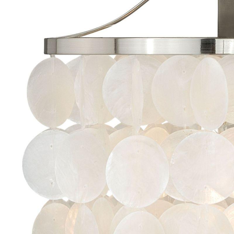 Elsa Capiz Shell Satin Nickel 18" Pendant Light